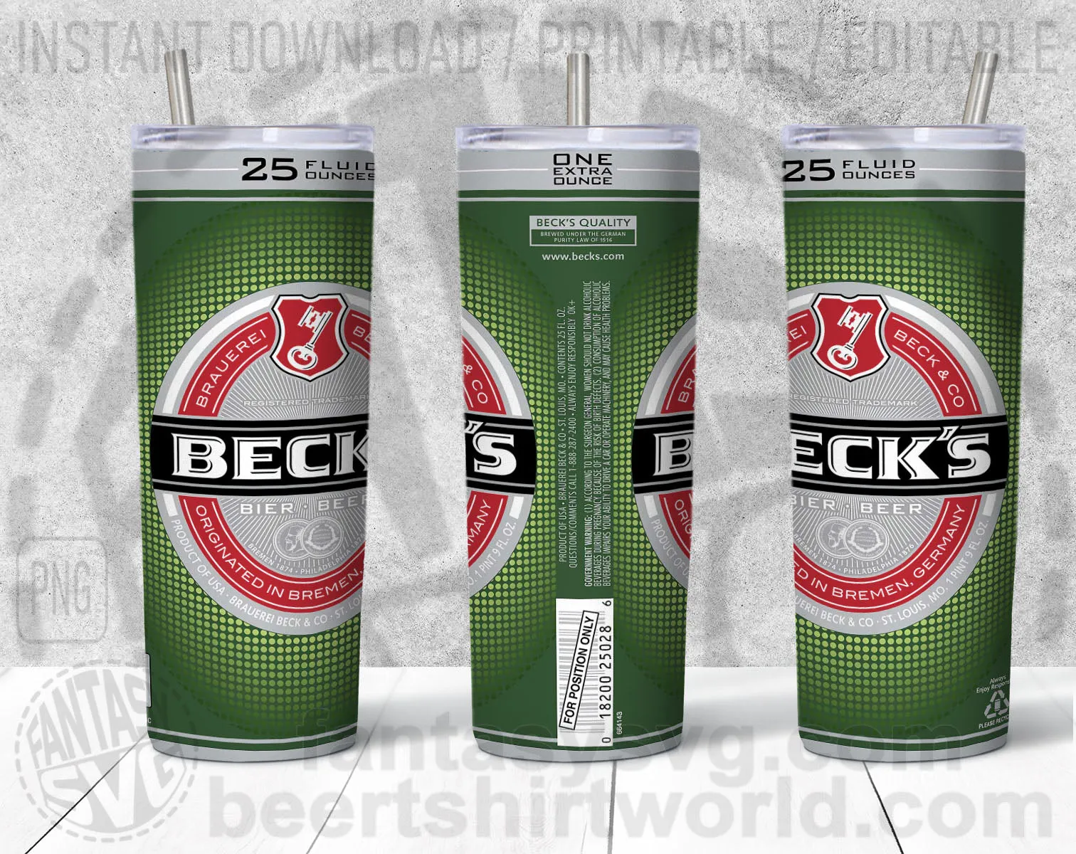 Beck's Beer Inspired Unofficial Logo Can Tumbler Wrap PNG File Printable