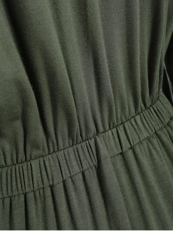BerryBetty - Fashion Midi Shirt Military Dress With Pockets