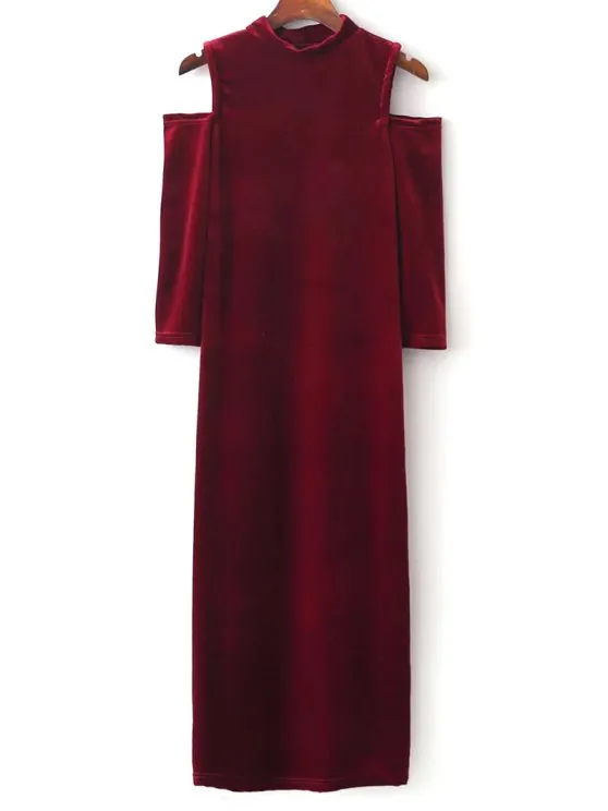 BerryBetty - Fun Cold Shoulder Velour Dress