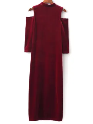BerryBetty - Fun Cold Shoulder Velour Dress
