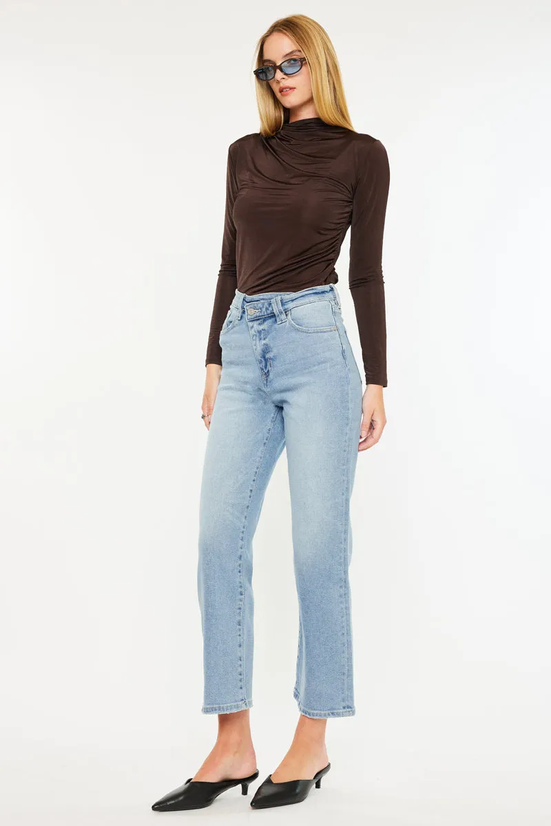 Bethany High Rise 90's Criss Cross Straight Leg Jeans
