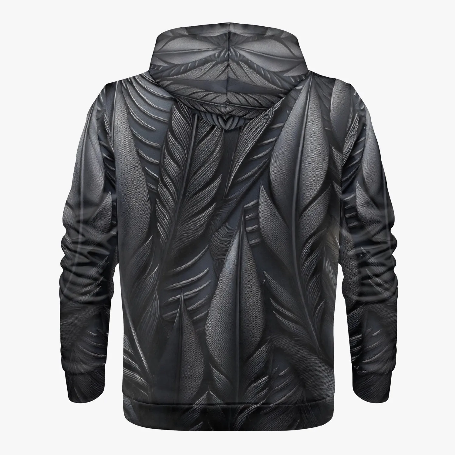 Black Tribal Feathers Zip Up Hoodie