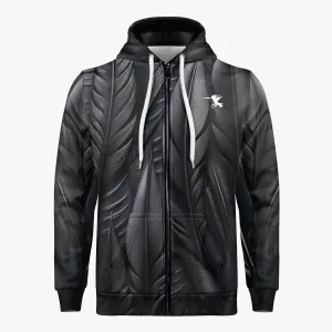 Black Tribal Feathers Zip Up Hoodie
