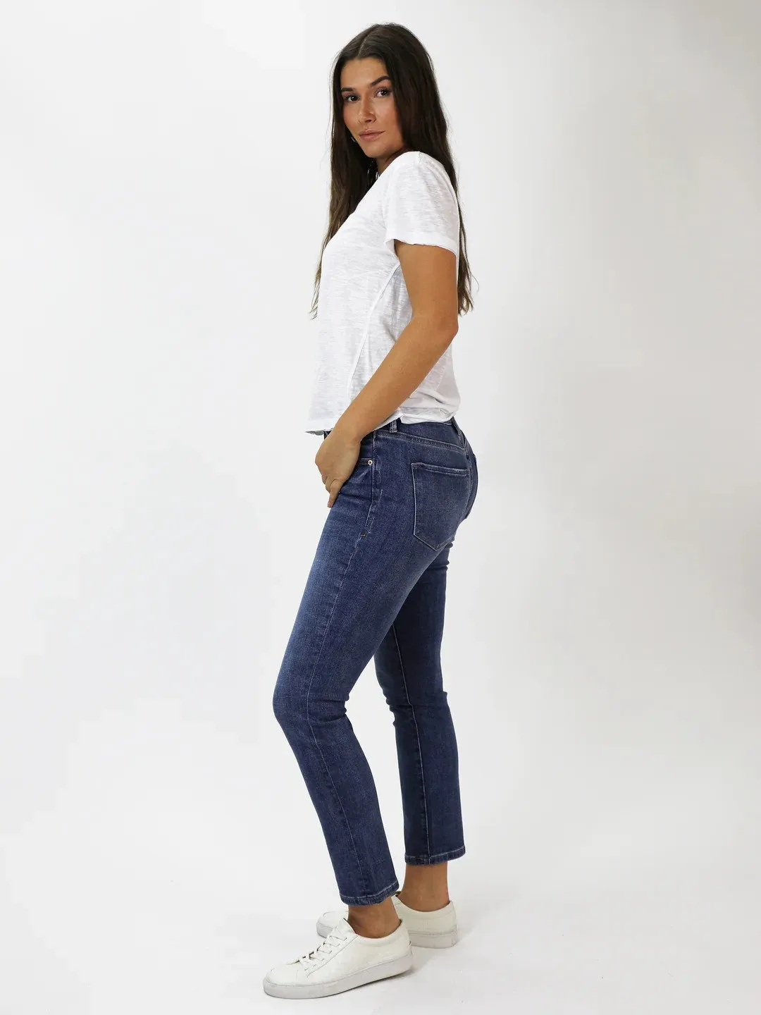 Blaire High Rise Ankle Slim Straight Jeans South Bay