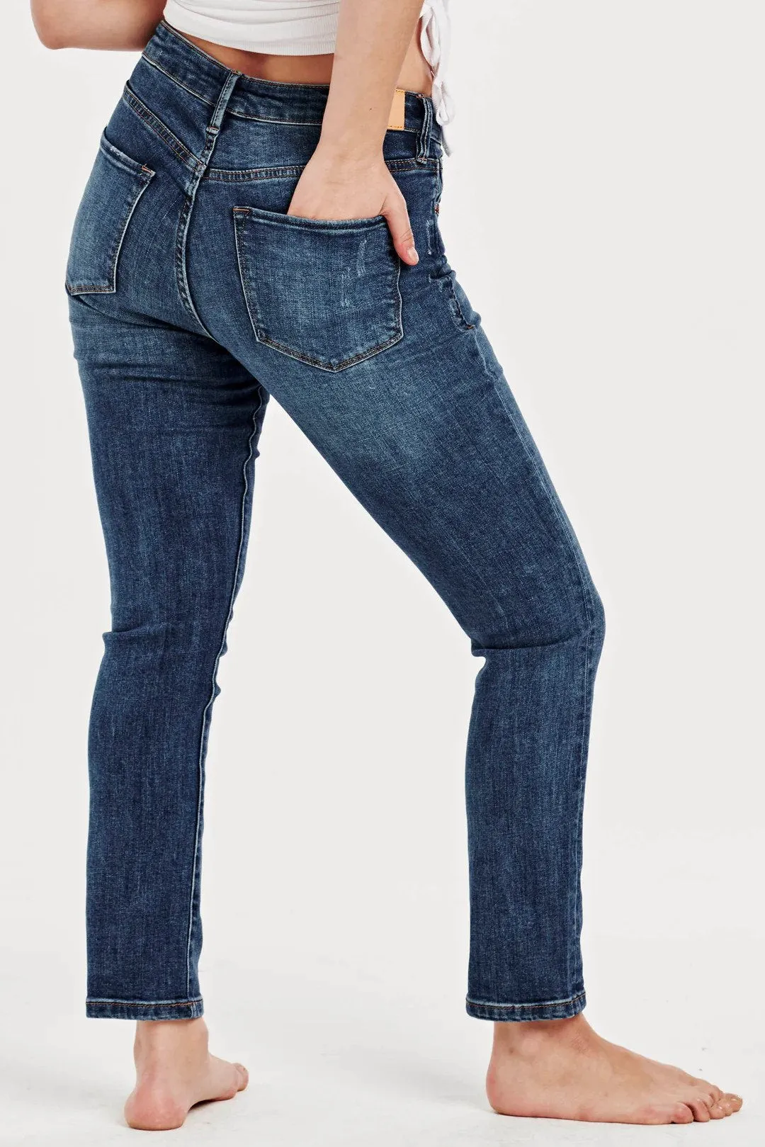 Blaire High Rise Ankle Slim Straight Jeans South Bay