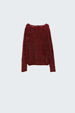 Bordeaux long sleeve sweater with lurex detail