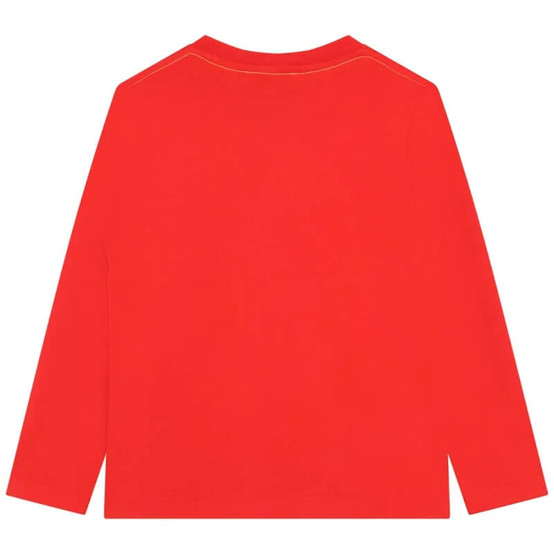 Boys Red Cotton Logo T-Shirt