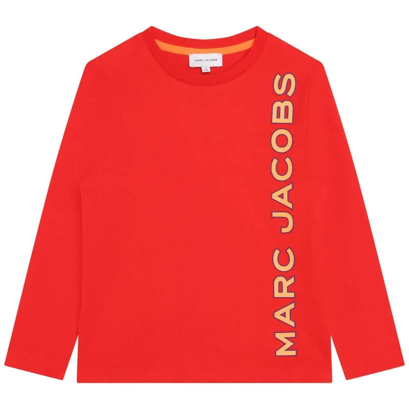 Boys Red Cotton Logo T-Shirt