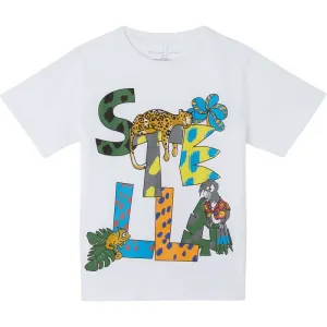 Boys White Cotton Logo T-Shirt