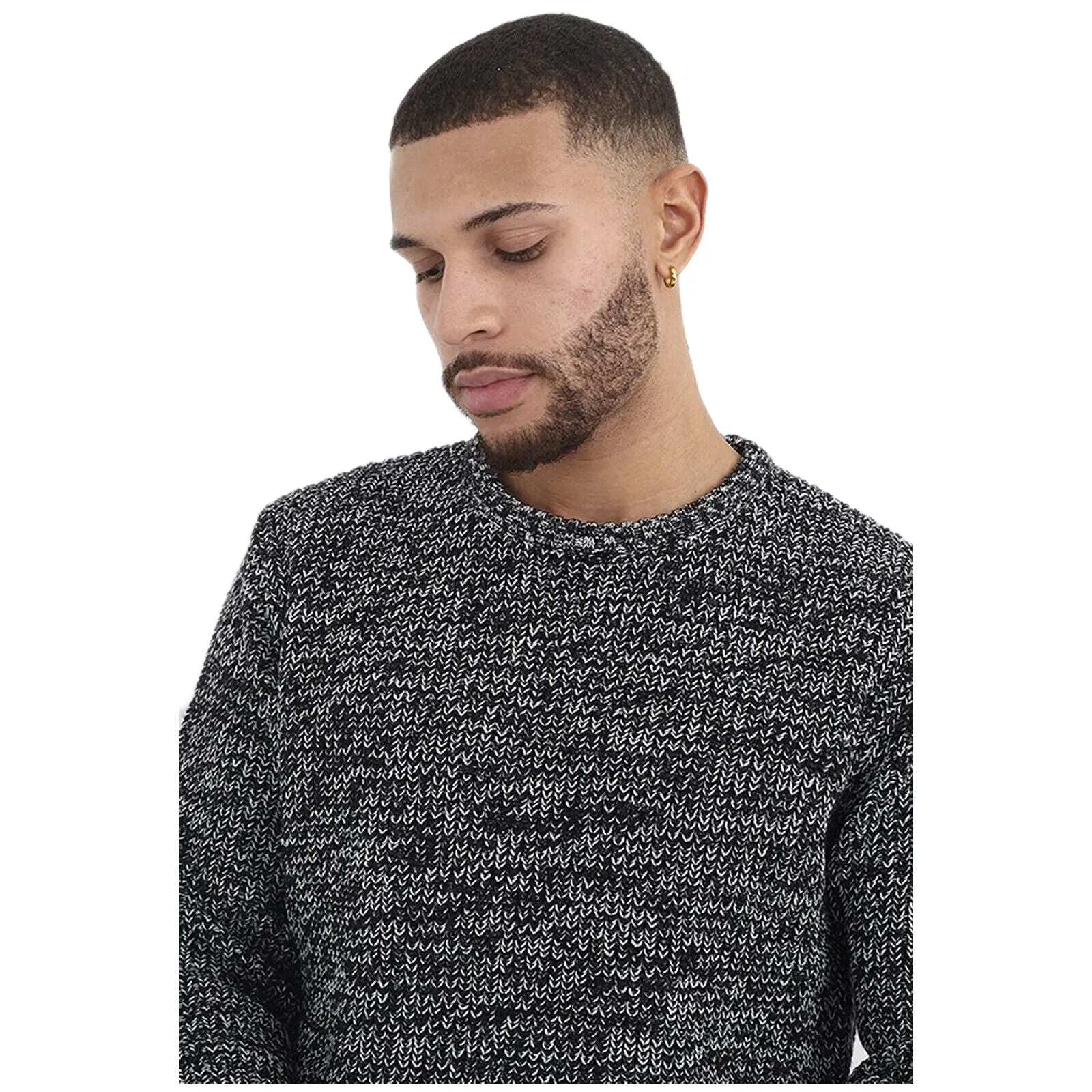 BRAVE SOUL MENS CREW NECK JUMPER LONG SLEEVE CHUNKY CABLE KNIT WINTER SWEATERS
