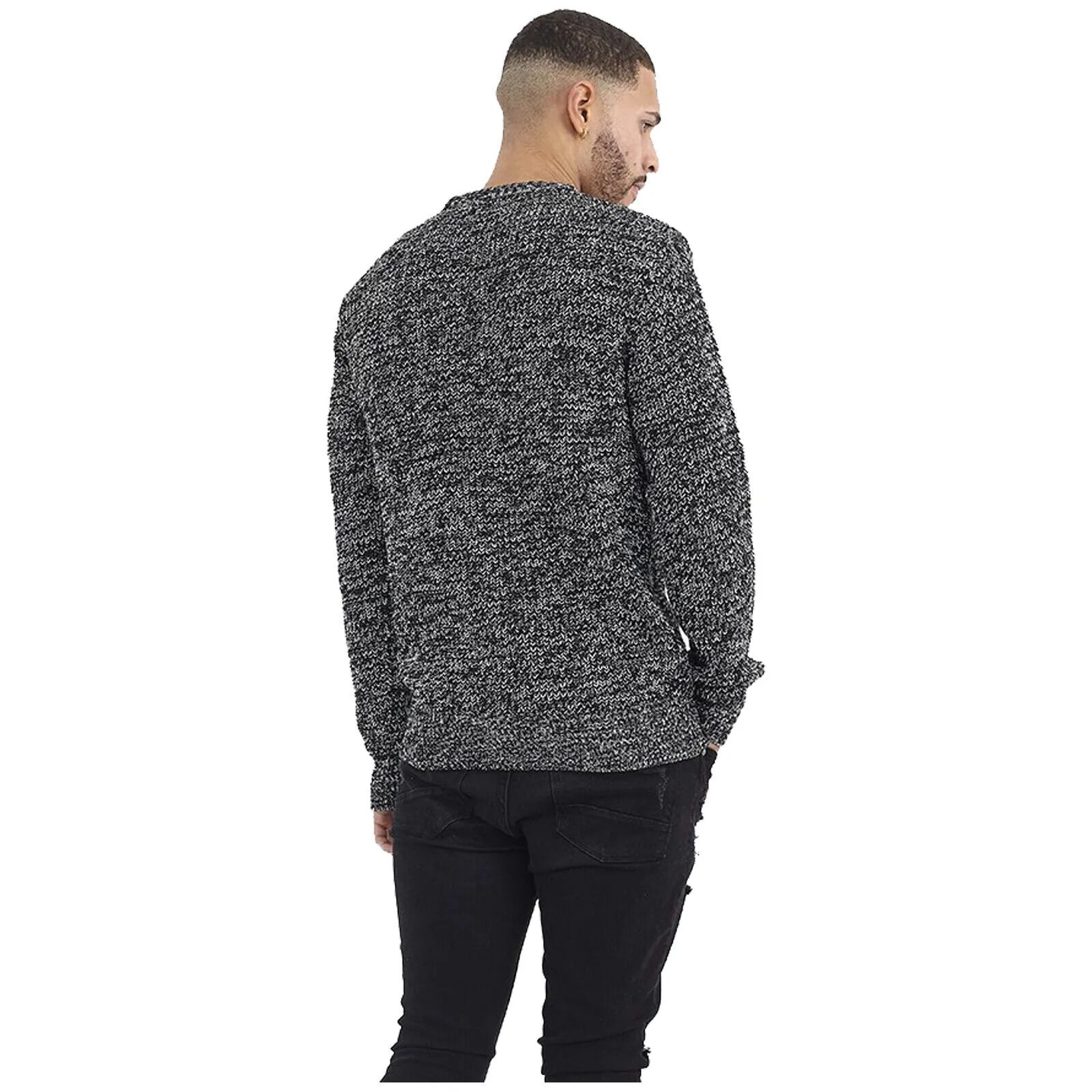 BRAVE SOUL MENS CREW NECK JUMPER LONG SLEEVE CHUNKY CABLE KNIT WINTER SWEATERS