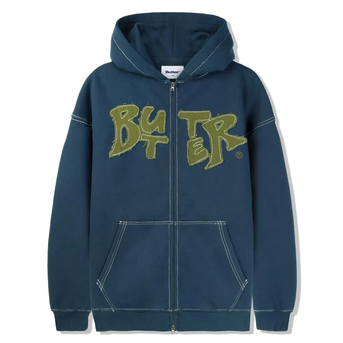 Butter Goods - Fabric Applique Zip Hoodie Navy