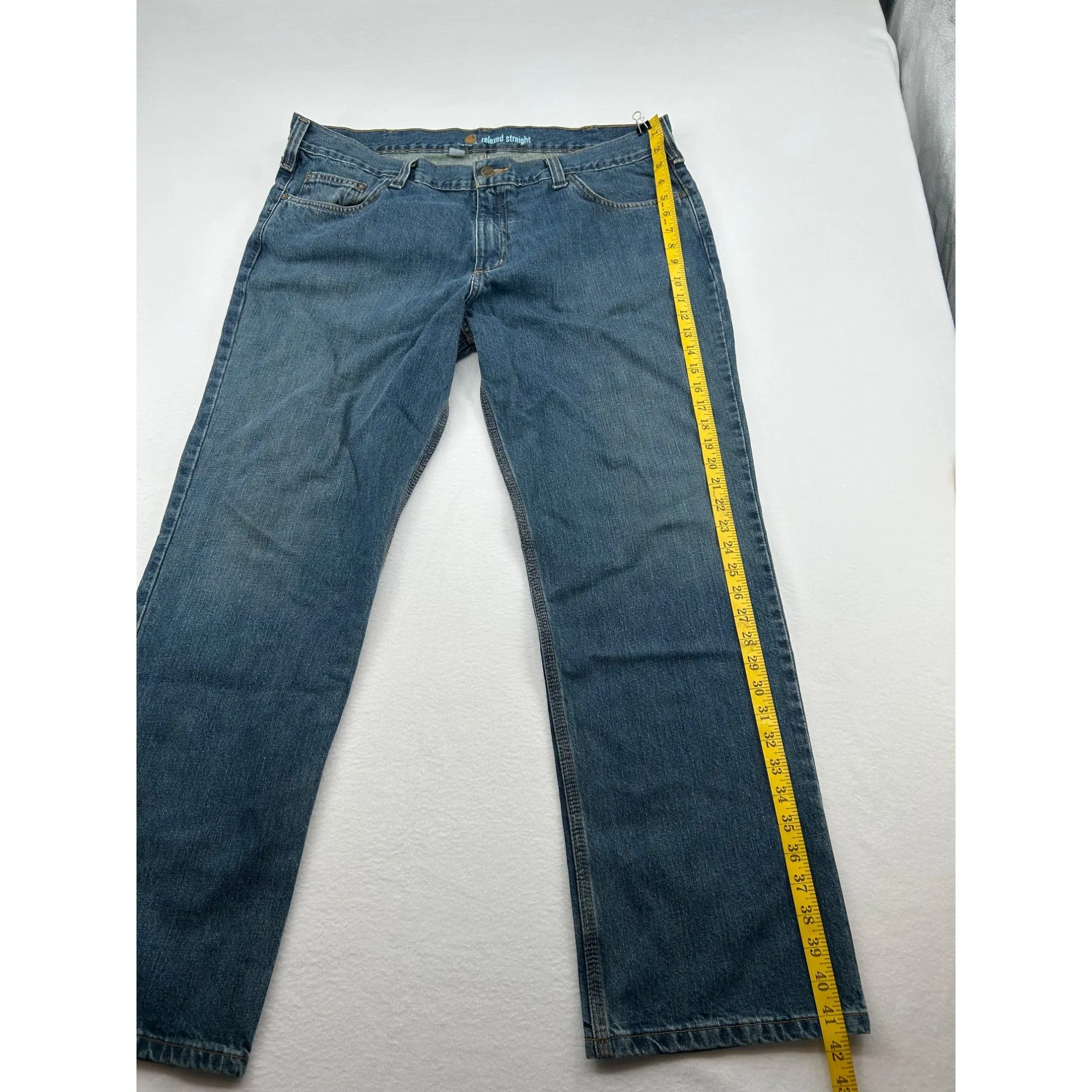 Carhartt Mens Relaxed Straight Jeans Size 40x32 Blue Denim #6435