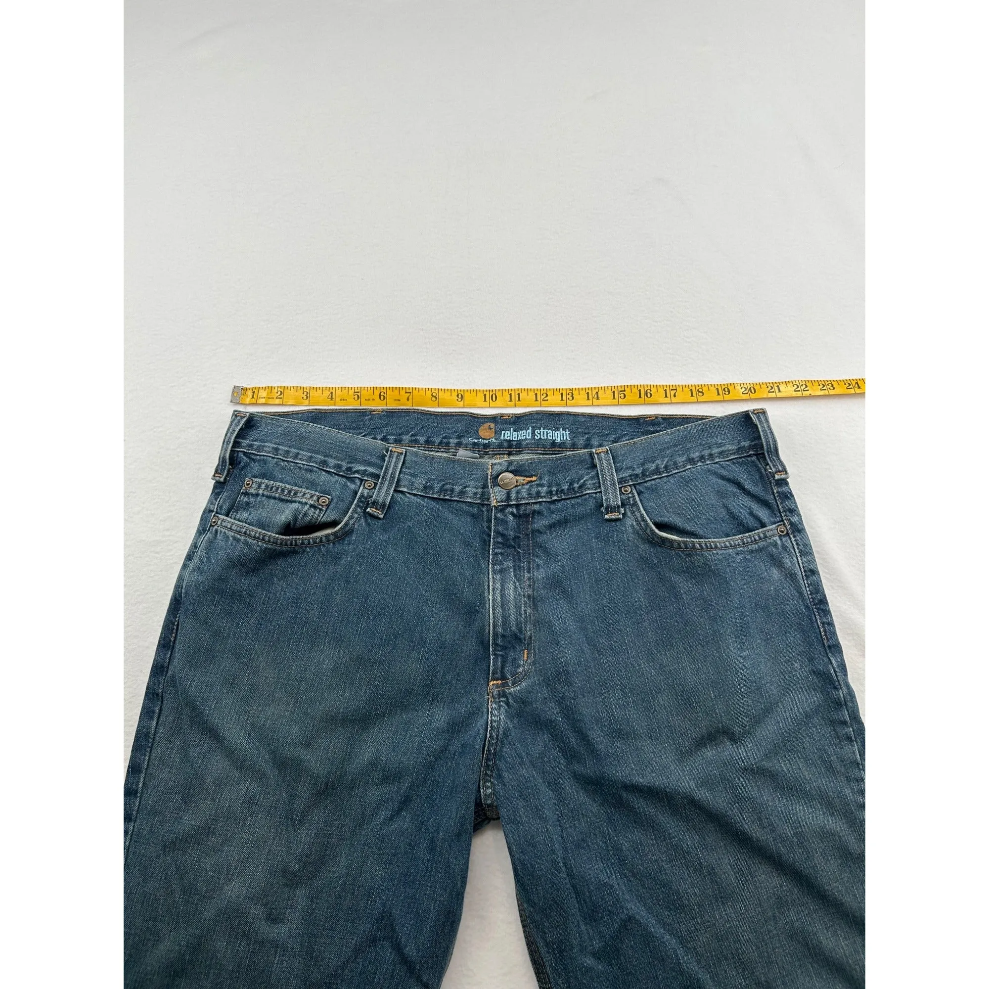 Carhartt Mens Relaxed Straight Jeans Size 40x32 Blue Denim #6435