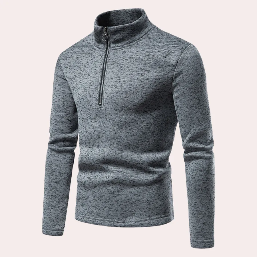 Casual men's jumper with zip-up collar