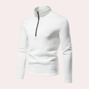 Casual men's jumper with zip-up collar