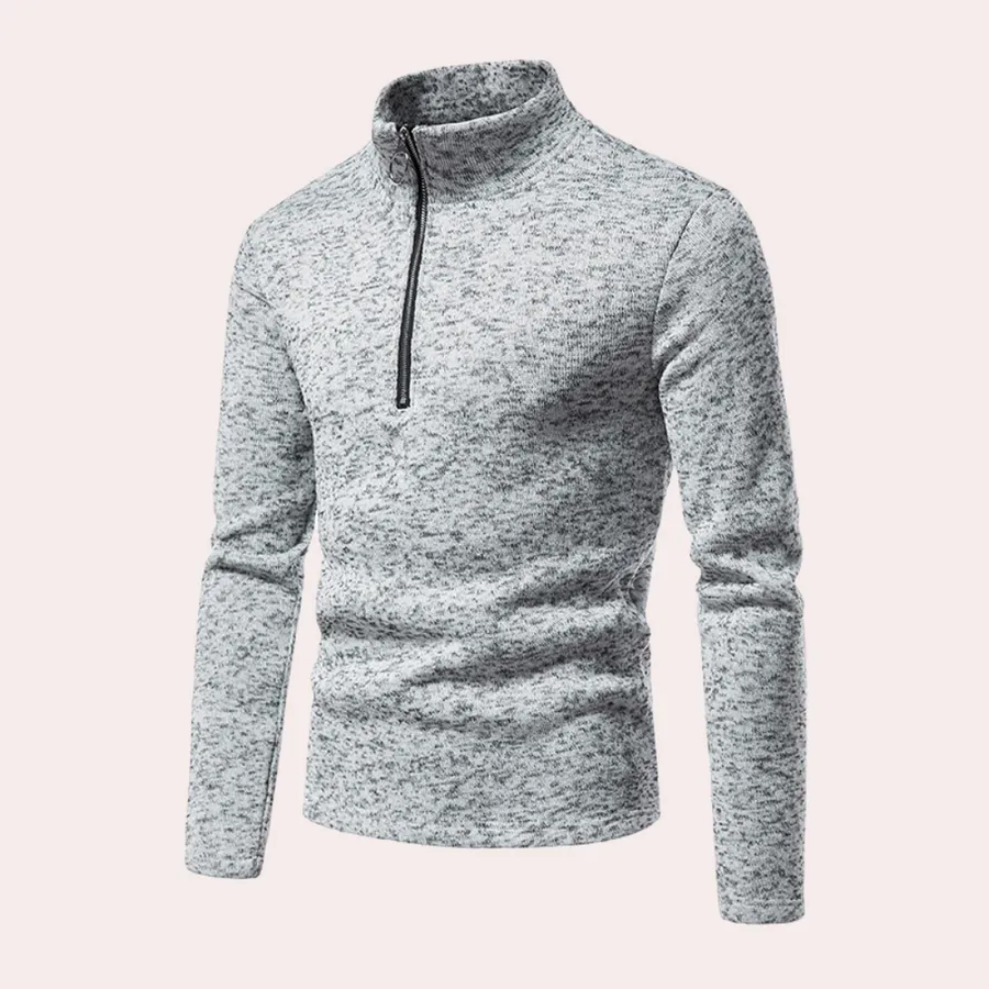 Casual men's jumper with zip-up collar