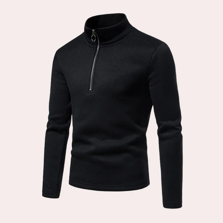 Casual men's jumper with zip-up collar