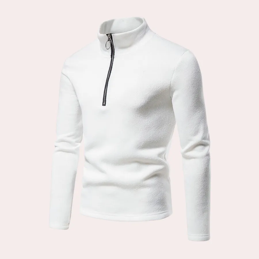 Casual men's jumper with zip-up collar