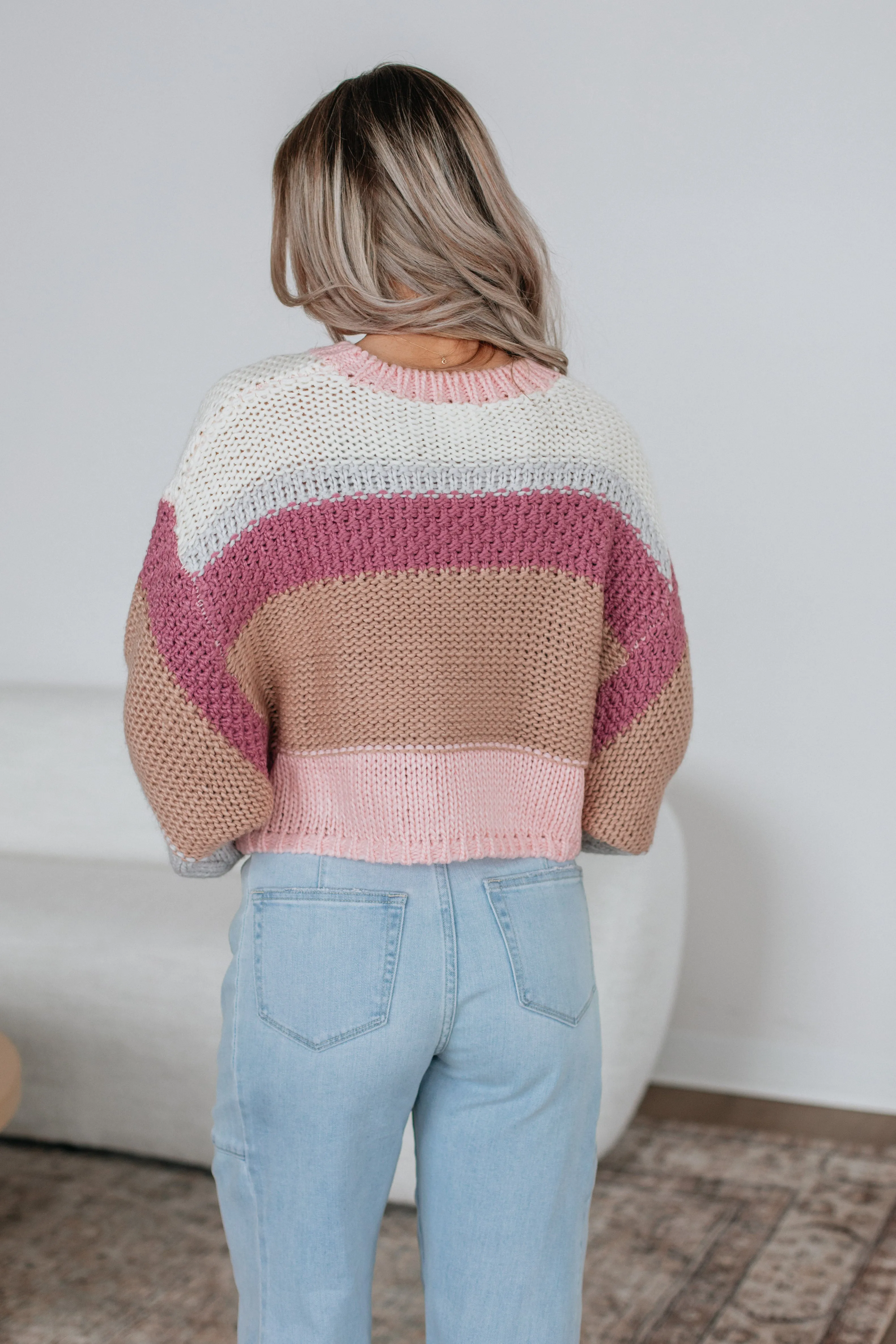 Cate Colorblock Sweater - Blush Mix