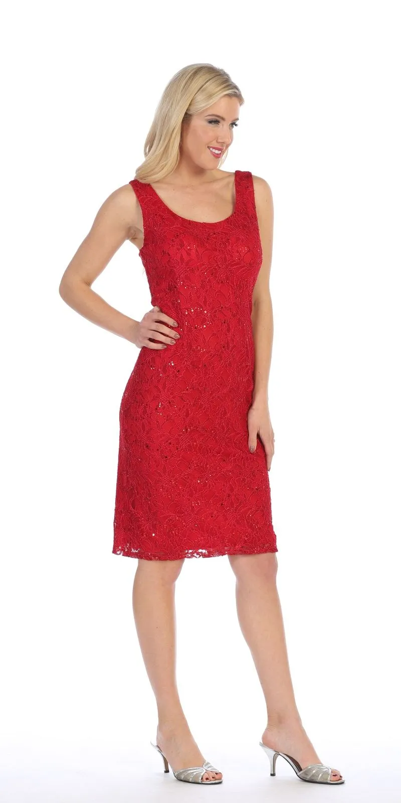 Celavie 2462 Modest Short Lace Dress With Matching Bolero Jacket