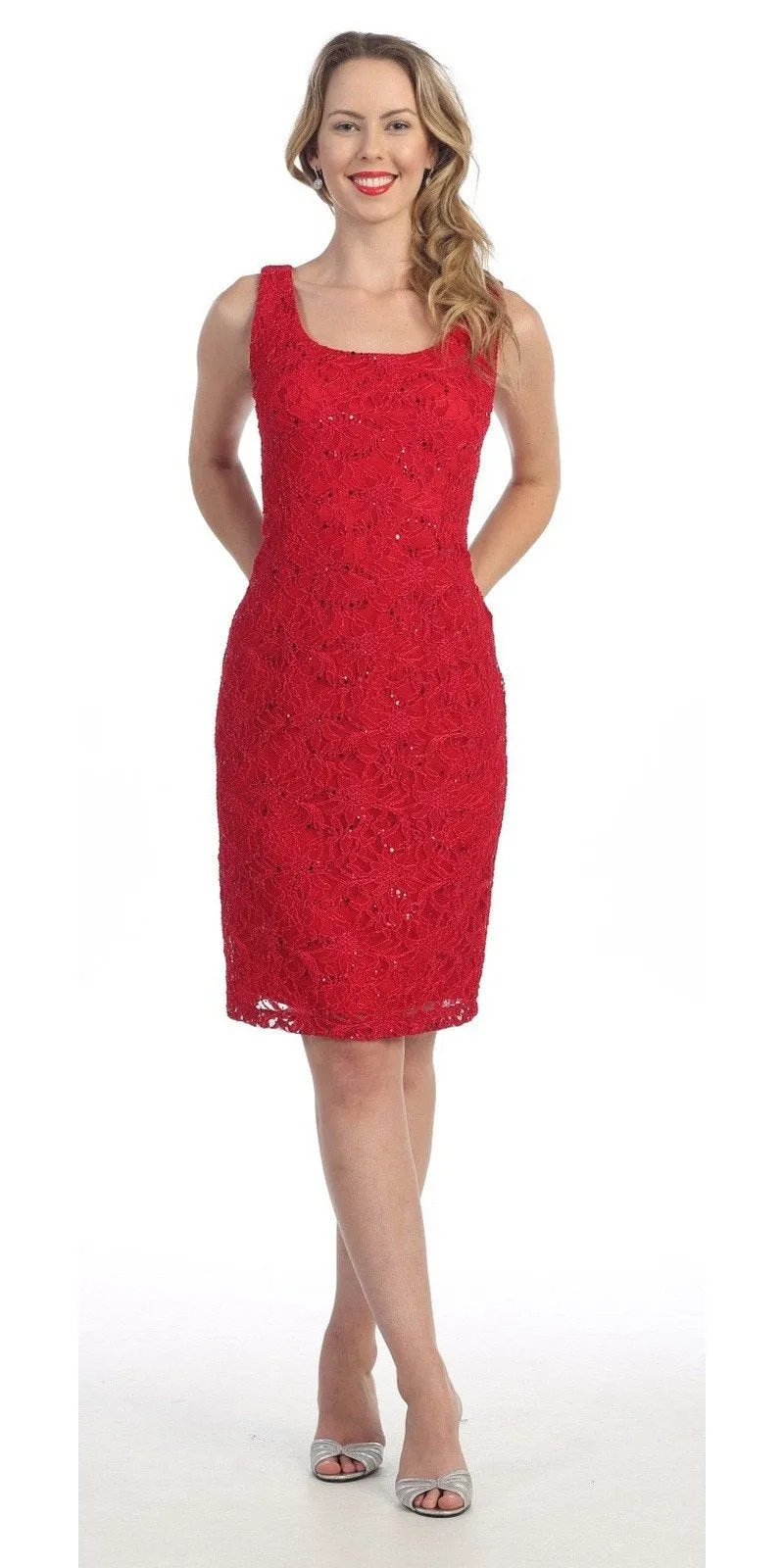 Celavie 2462 Modest Short Lace Dress With Matching Bolero Jacket
