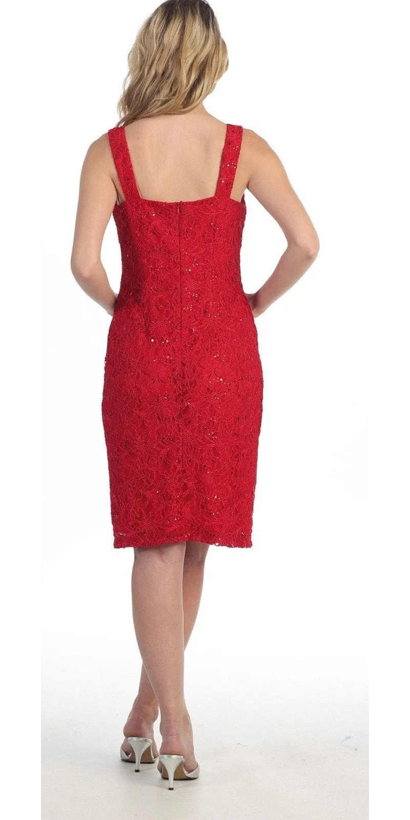 Celavie 2462 Modest Short Lace Dress With Matching Bolero Jacket