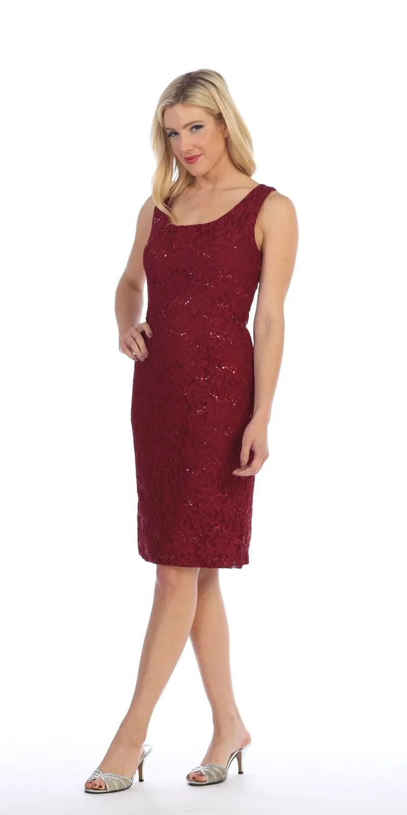 Celavie 2462 Modest Short Lace Dress With Matching Bolero Jacket