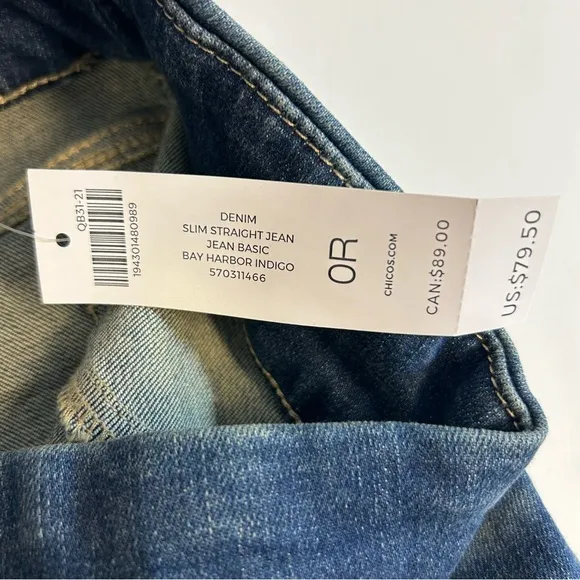 Chico’s Denim Pull-On Straight Leg Jeans Jeggings Size 4R Chico’s Size 0R