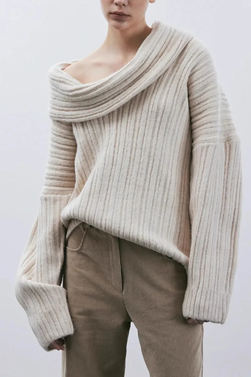 Chunky Asymmetric-Neck Sweater