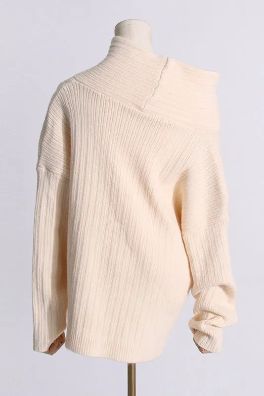 Chunky Asymmetric-Neck Sweater