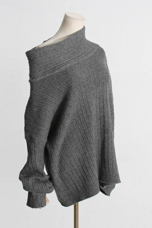 Chunky Asymmetric-Neck Sweater