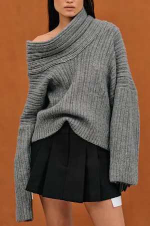 Chunky Asymmetric-Neck Sweater