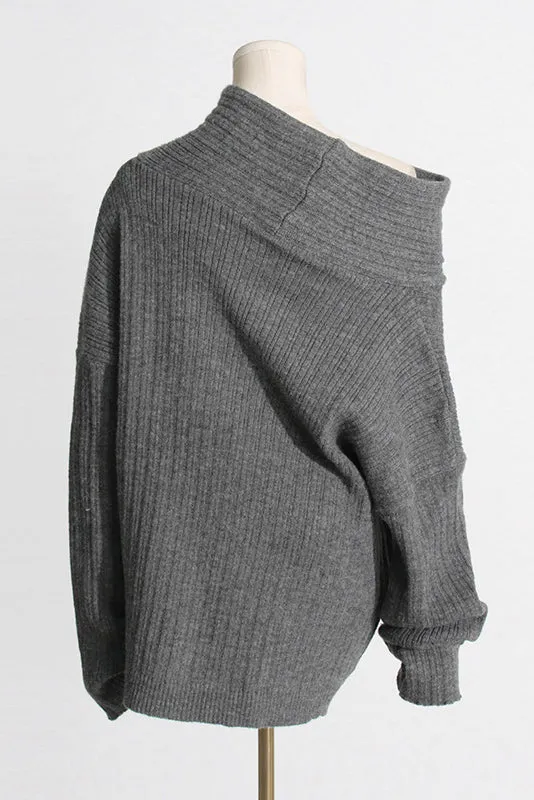Chunky Asymmetric-Neck Sweater
