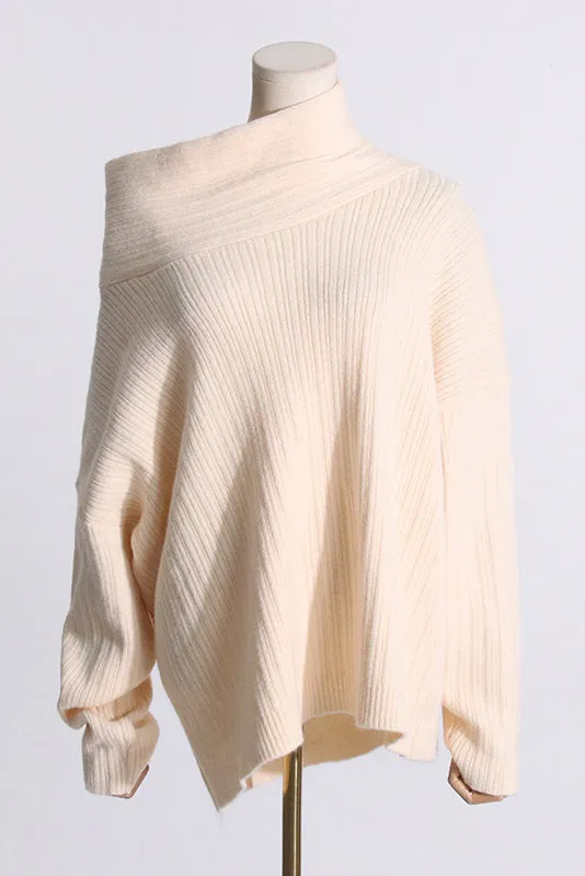 Chunky Asymmetric-Neck Sweater