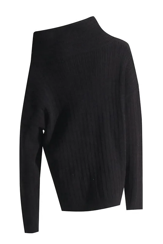 Chunky Asymmetric-Neck Sweater