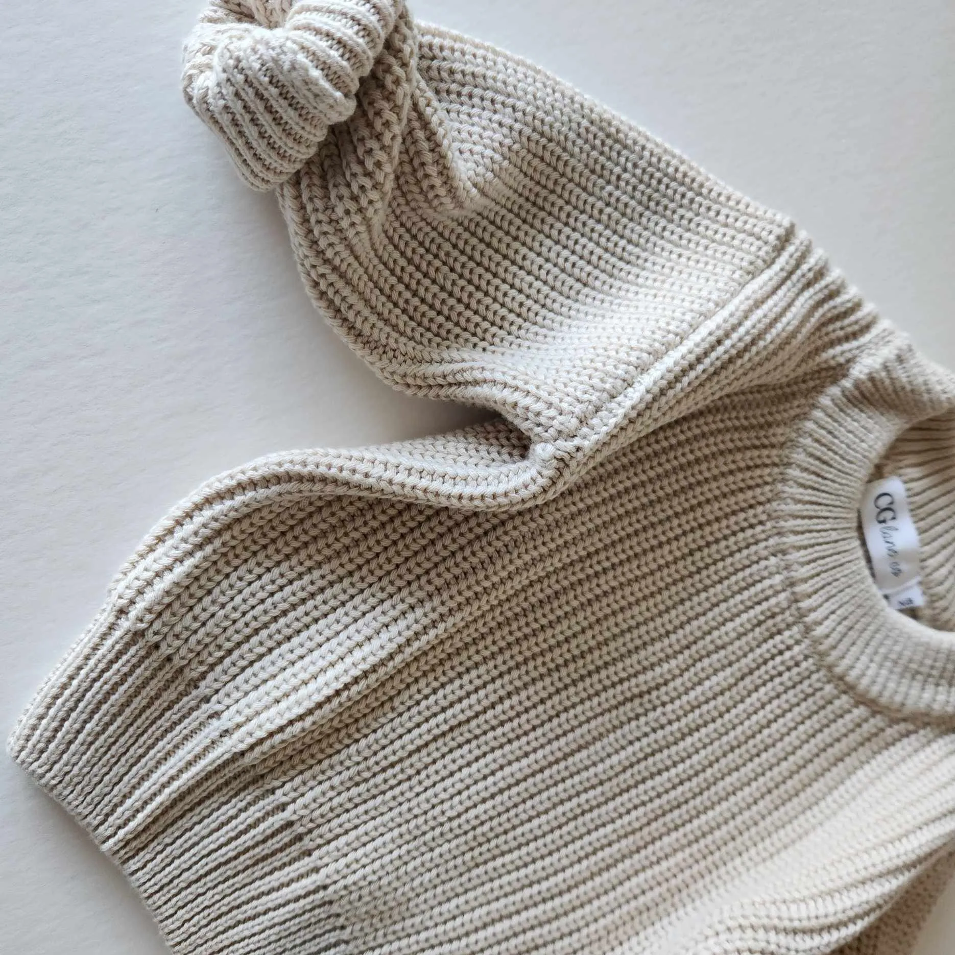 CHUNKY KNIT SWEATER - BISCOTTI