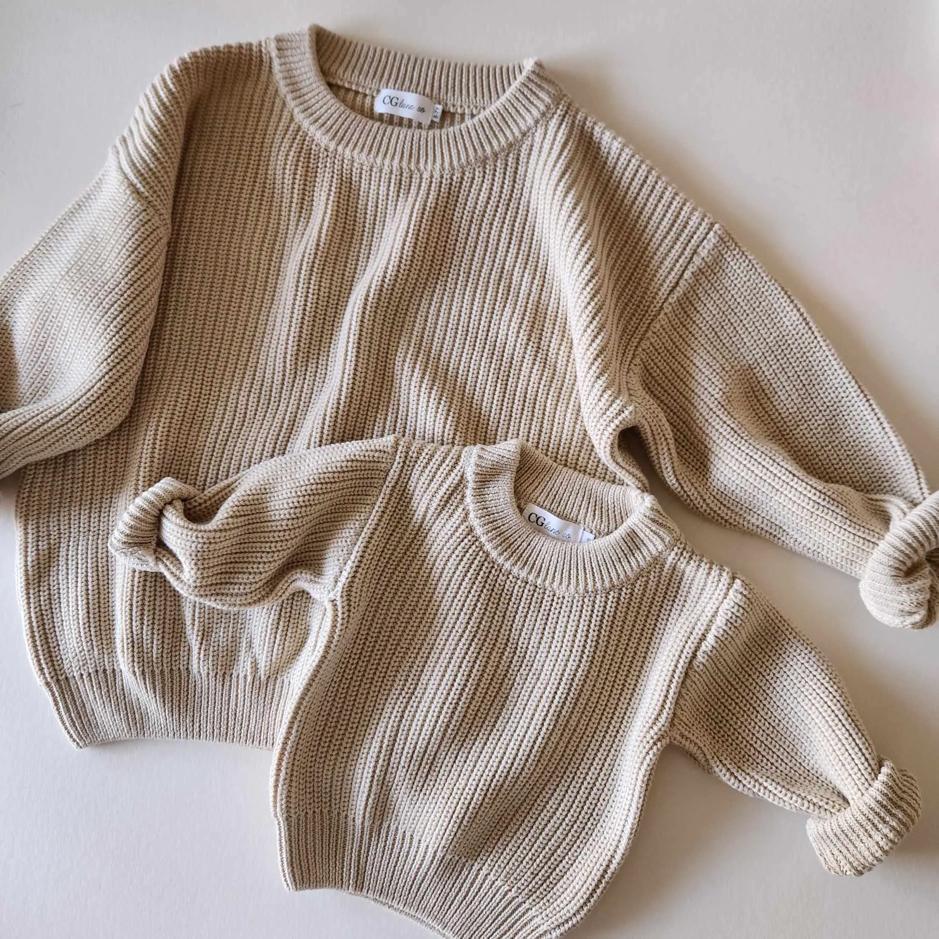 CHUNKY KNIT SWEATER - BISCOTTI