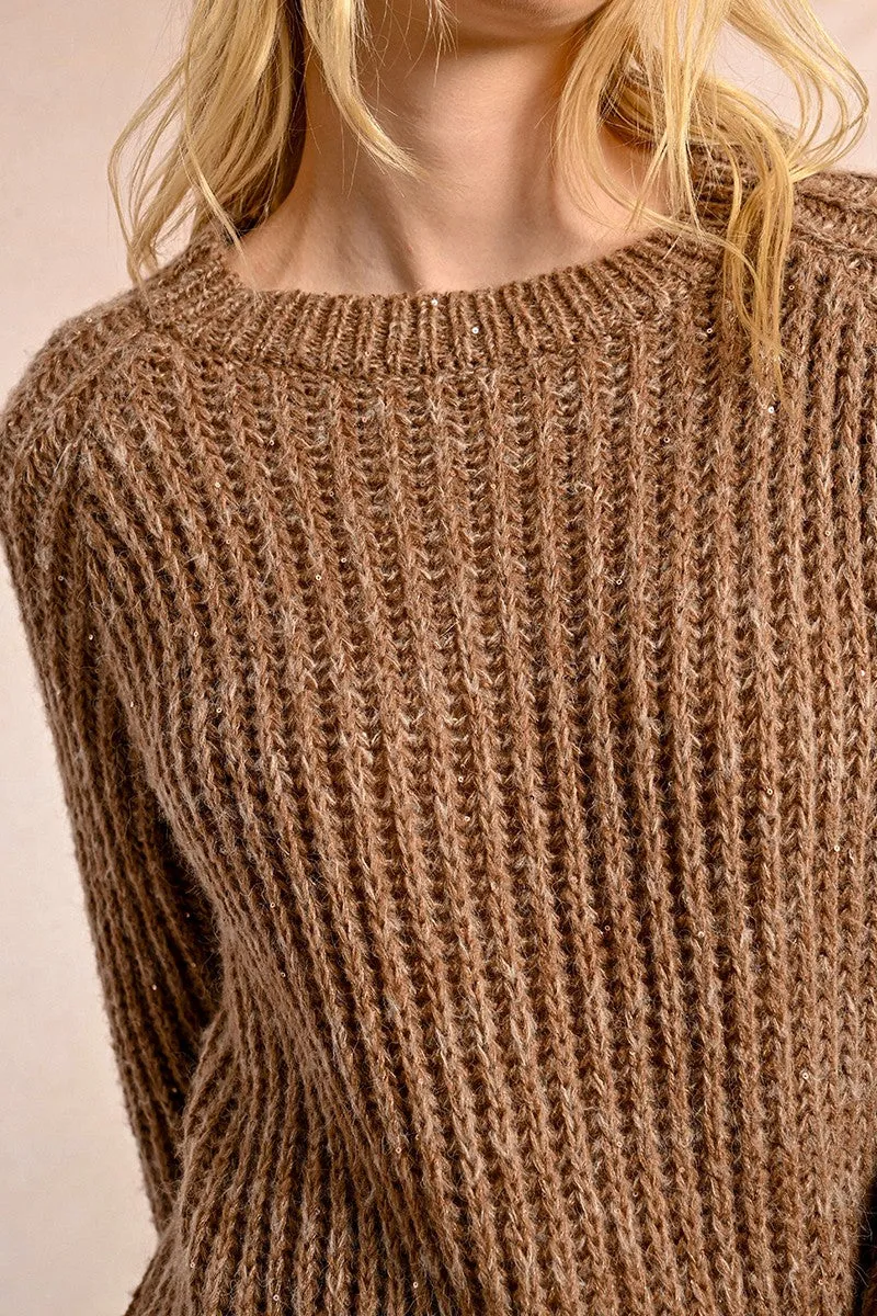 CHUNKY KNIT SWEATER WITH SEQUINS