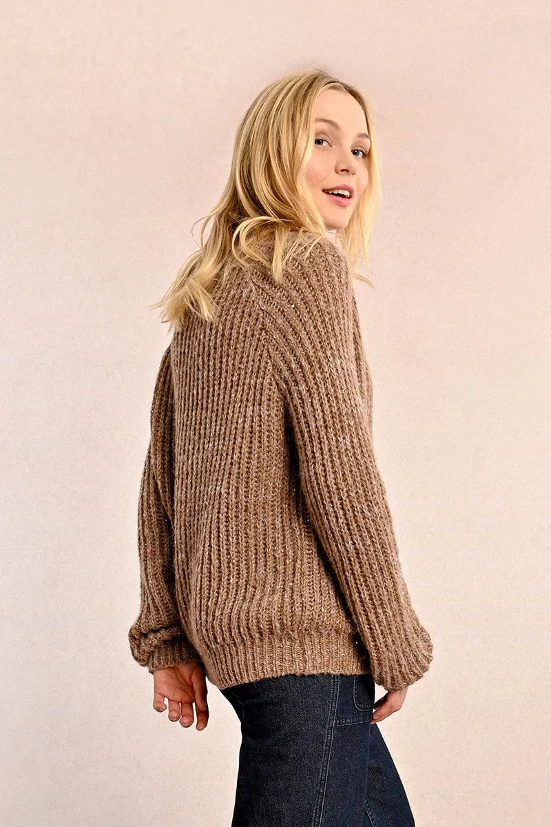 CHUNKY KNIT SWEATER WITH SEQUINS