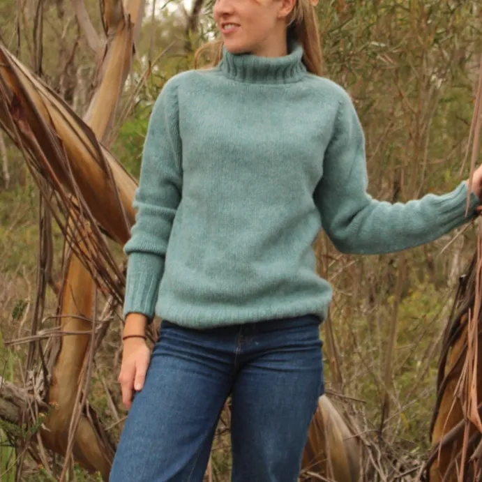 Chunky Roll Neck Jumper - Oribe Green