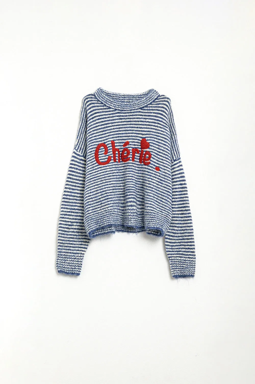 Chunky Stripey relaxed Sweater in blue and White