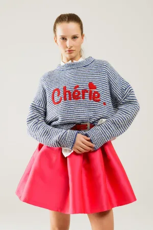 Chunky Stripey relaxed Sweater in blue and White