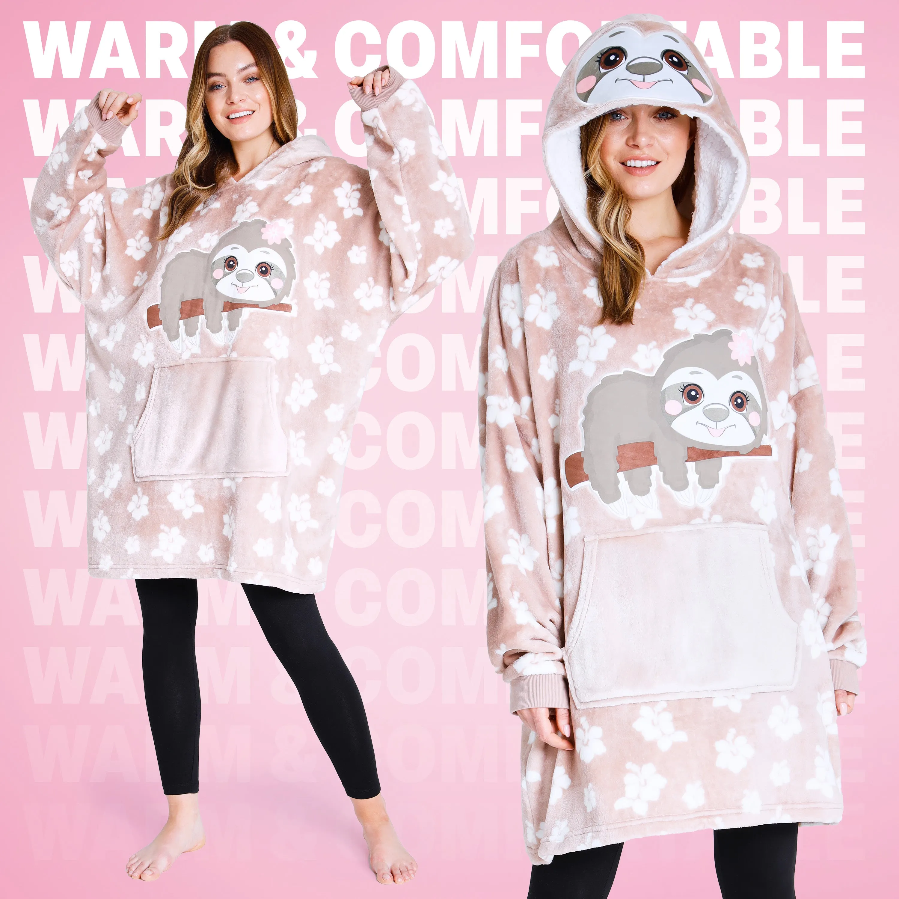 CityComfort Oversized Hoodie for Women Fleece Hoodie - Sloth