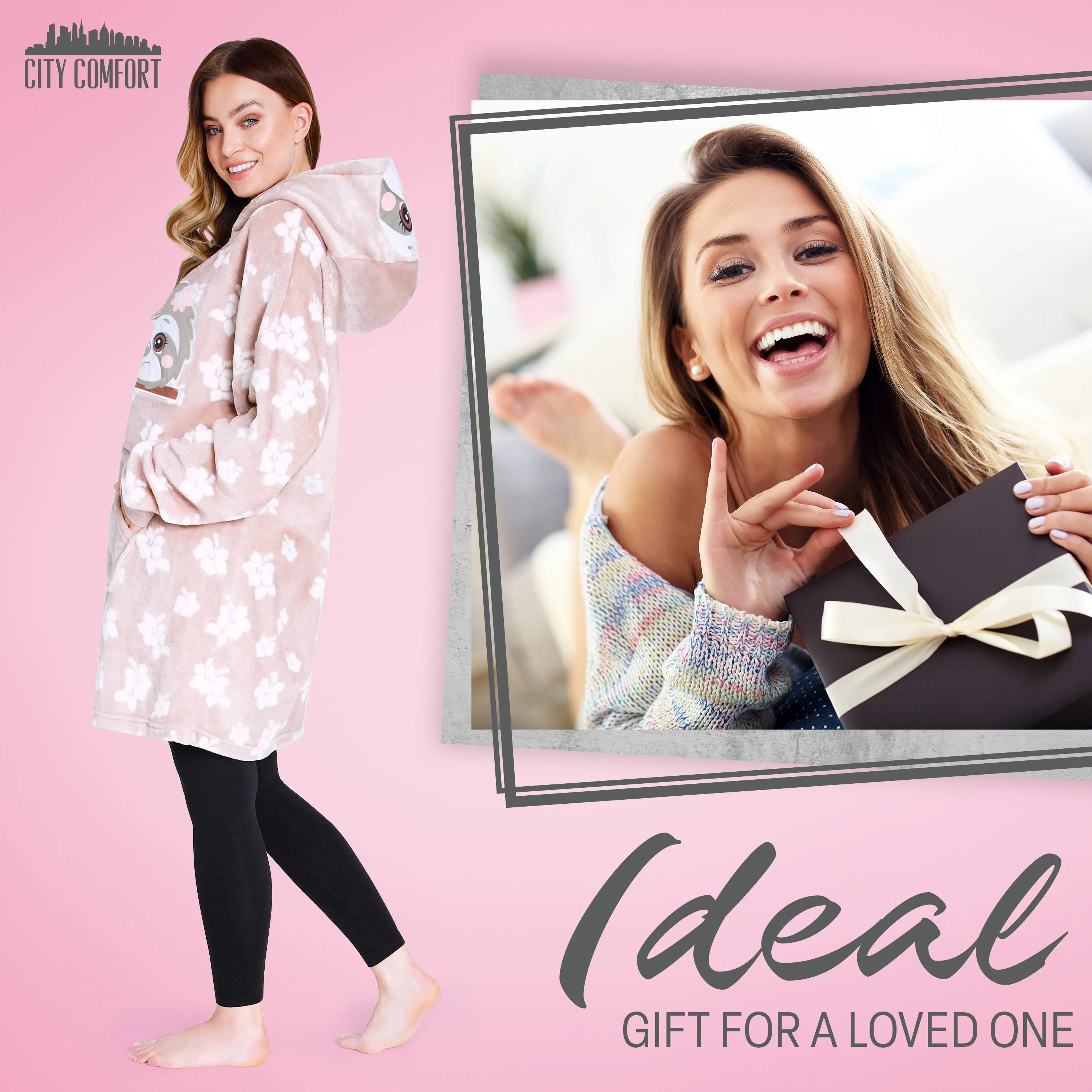 CityComfort Oversized Hoodie for Women Fleece Hoodie - Sloth
