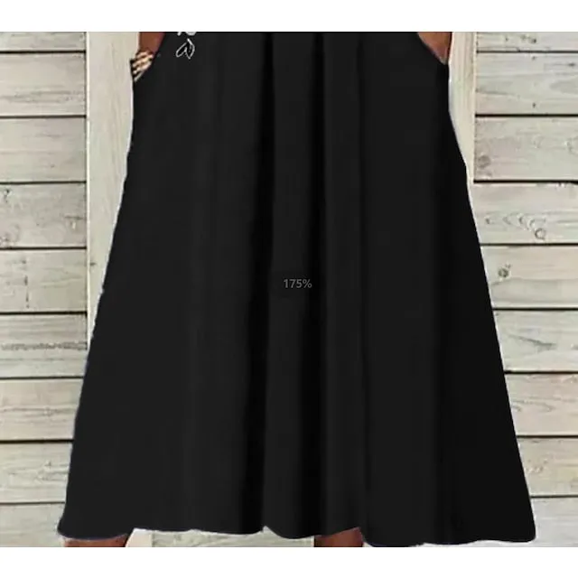 CityHottie - Women's Casual Dress T Shirt Dress Tee Dress Shift Dress Midi Dress Black Wine Blue Half Sleeve Floral Patchwork Summer Spring Crew Neck Fashion 2024 S M L XL 2XL 3XL