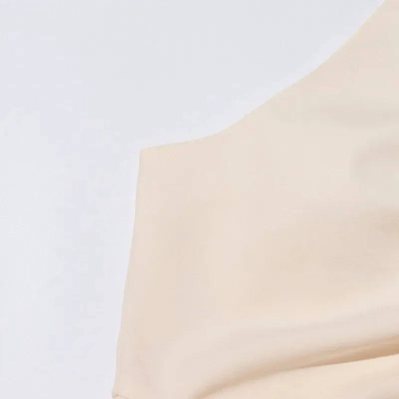Clarissa Solid Sling Irregular Shirring Design Dress