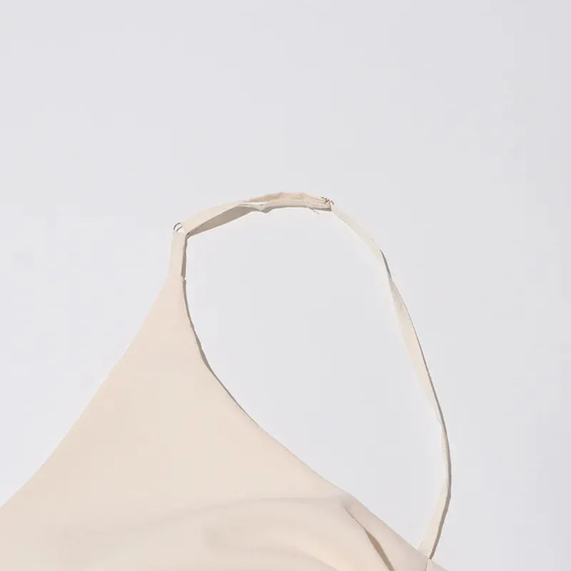 Clarissa Solid Sling Irregular Shirring Design Dress