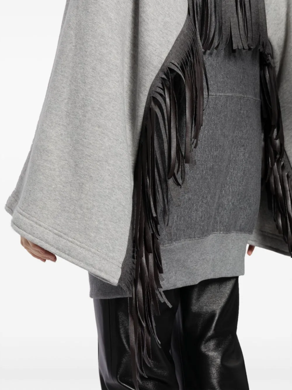 COLOR-BLOCK FRINGED HOODIE