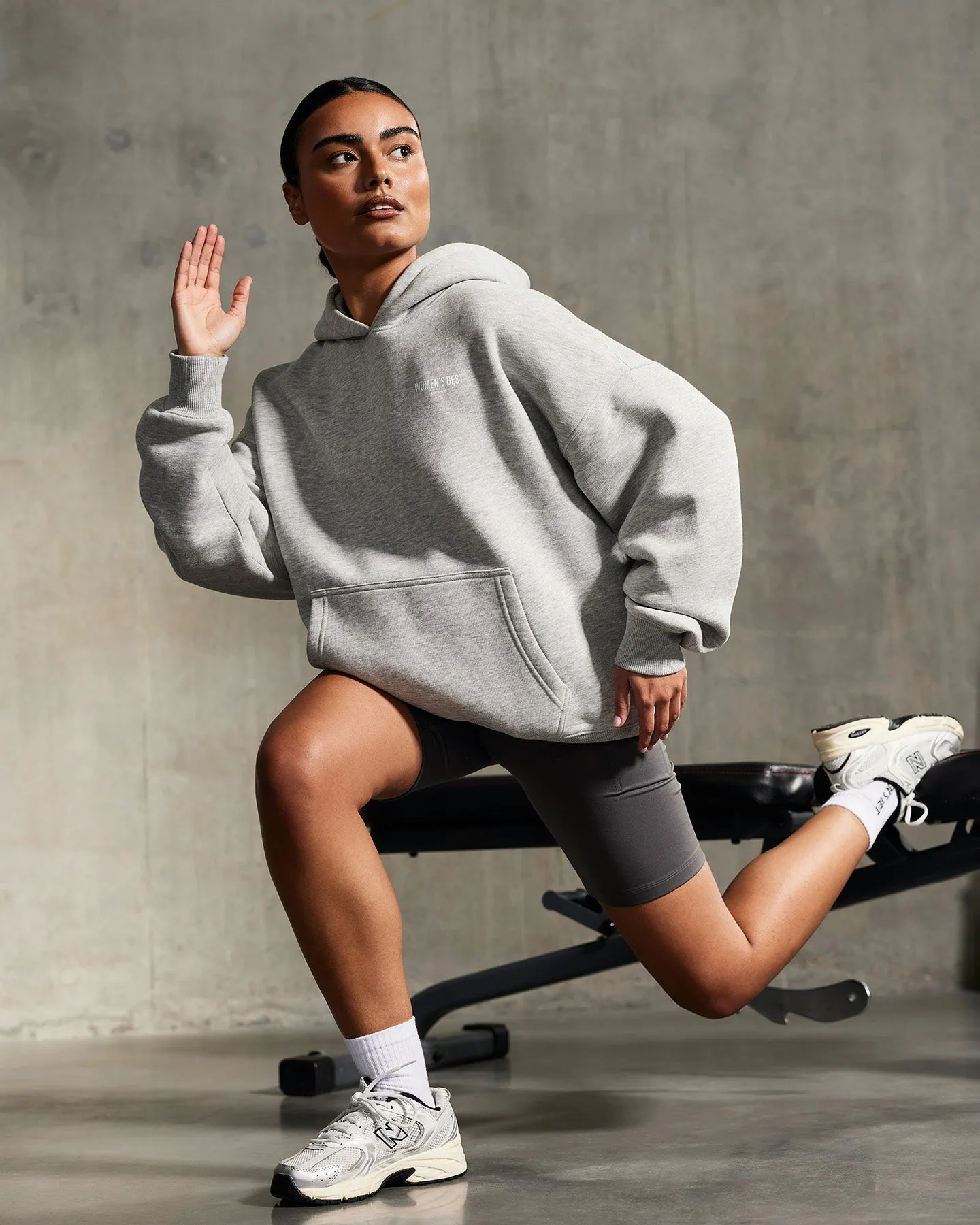 Comfort Oversized Graphic Hoodie | Silver Grey Marl
